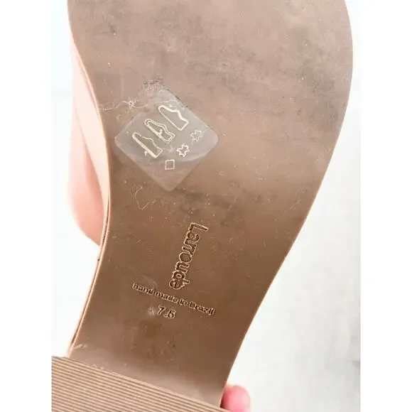 Larroude Miso Leather Slip On Block Heel Platform Sandals Caramel Women's US 7.5 - Picture 7 of 8